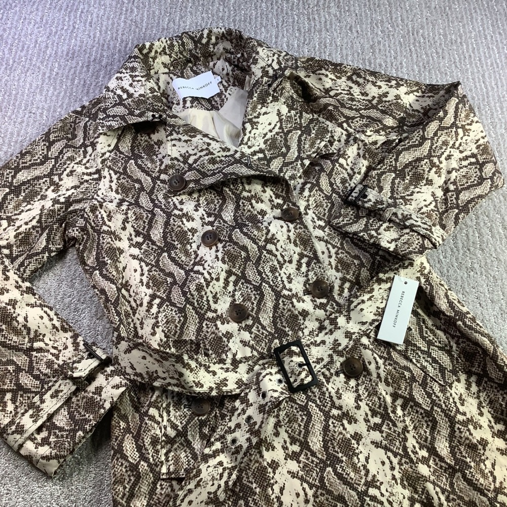 Rebecca Minkoff Womens Snake Skin Belted Double Breasted Trench Coat RM-707A S
